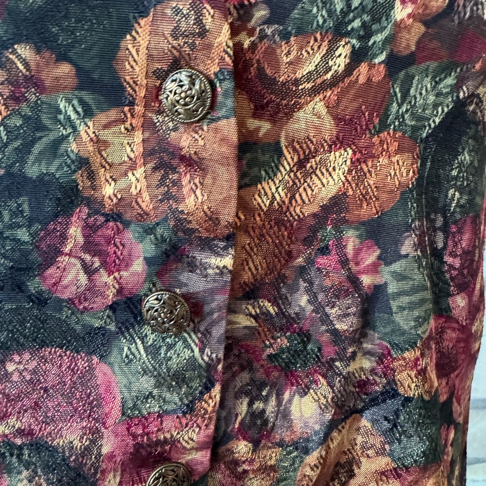 Vintage 90’s Whimsygoth Dark Floral Vest with Pink and Black Pattern - Picture 5 of 6